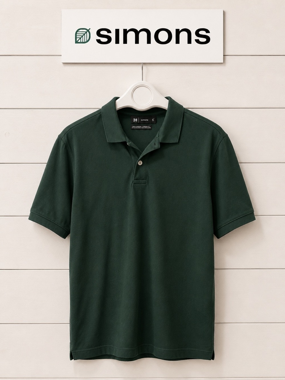 LE 31 PAR SIMONS – Size L – Dark Green Organic Cotton Polo Shirt